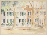 Doris Riker Beer, The Macy House and West Brick, Watercolor on Paper