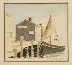 Island Service Wharf by Doris and Richard Beer, Watercolor on Paper, offered Aug 2015