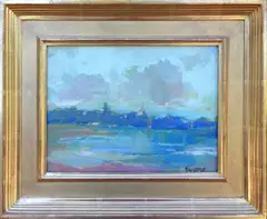 Town by David Lazarus, Oil on Canvas, offered Aug 2015