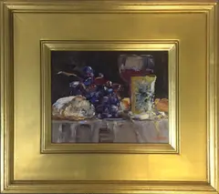 Grapes and Bread by David Lazarus, Oil on Canvas, offered Aug 2015