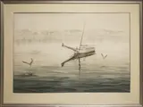 C. Robert Perrin, View of the Sailboat Brumble in Nantucket Harbor, Watercolor on Paper