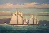 William Lowe, Two Schooners Passing Brant Point Light, Nantucket