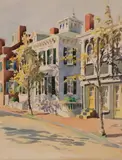 Doris Riker Beer, Main Street Nantucket, Watercolor