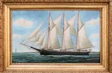 Portrait of the Three Masted Schooner F.H. Odiorne Off Minot’s Light by Solon Francis Montecello Badger, Oil on canvas, offered Jul 2014