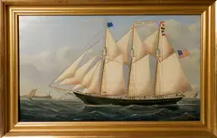 Reginald Eugene Nickerson, Three Sisters Tall Ship, 1872, Oil on Canvas