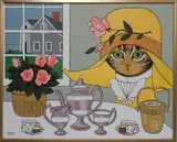 Maggie Meredith, Yellow Hat Tea Party, Oil on Canvas