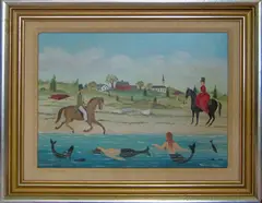 Horseback Riding at the Ocean’s Edge by Martha Cahoon, Oil on Masonite, offered Jul 2013