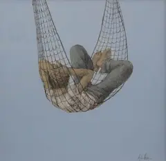 Michael Palmer, Hammock, Mixed Media Ink and Tempera on Paper