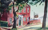 Robert Perrin, Strolling Past the Whaling Museum, watercolor on paper
