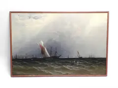 James Hamilton, On the Mersey, oil on canvas