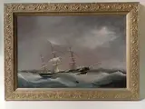 Portrait of the Ship Robena on the Open Seas in a Lightning Storm by J.L. Tudgay, 1858, oil on canvas, offered Aug 2013