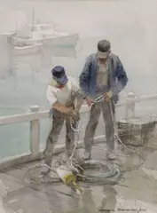Sortin’ It Out by George Shedd, Watercolor on Paper, offered Aug 2013