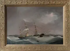 Portrait of the Ship Robena on the Open Seas in a Lightning Storm by J.L. Tudgay, 1858, oil on canvas, offered Aug 2013