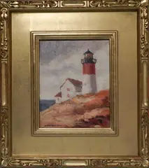 Nauset Light Cape Cod Sailor’s Beware by Arthur J. Laws, Oil on Board, offered Aug 2013