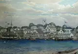 Nantucket Harbor Town-Scape by Julius Delbos, Watercolor on Paper, offered Sep 2012