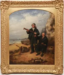 Untitled by William E. Richard Waters, 1853, oil on canvas of Sailor and Merchant looking out to sea, offered Aug 2012