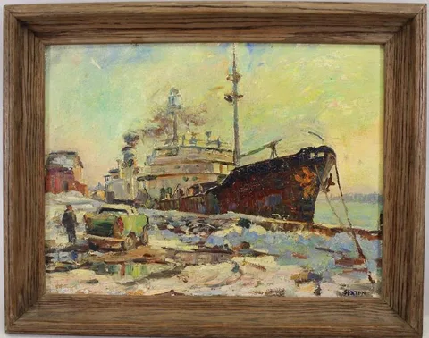Frederick L. Sexton, New Haven Docks, sketch