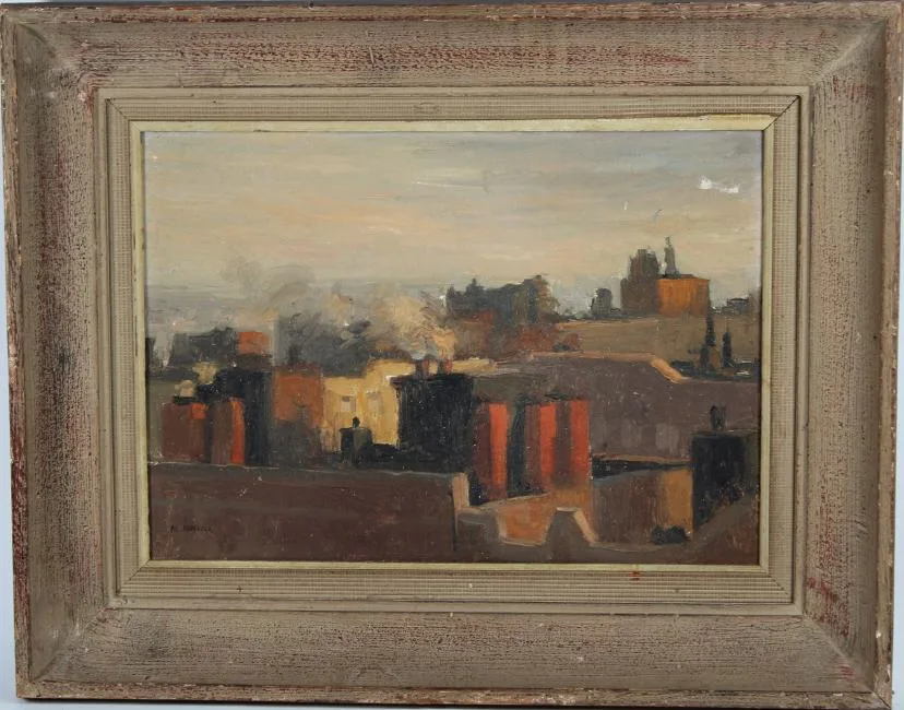 Albert Handell, Rooftops, Oil on board