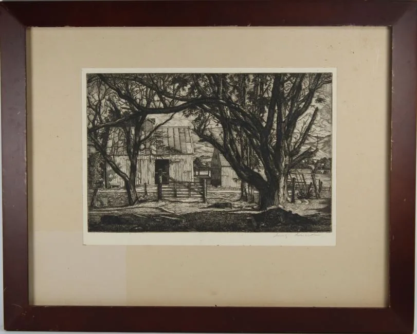 Pattern of Trees by Luigi Lucioni, etching, sold Aug 2018