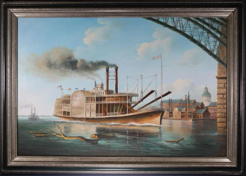St. Louis by John Cox, Oil on canvas, sold Aug 2018