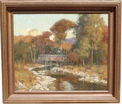 Frederick John Mulhaupt, Old Covered Bridge, Maine, Painting