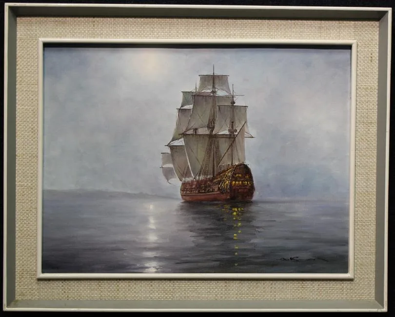Crescent Moon by Montague Dawson, Oil on Canvas, sold Apr 2019