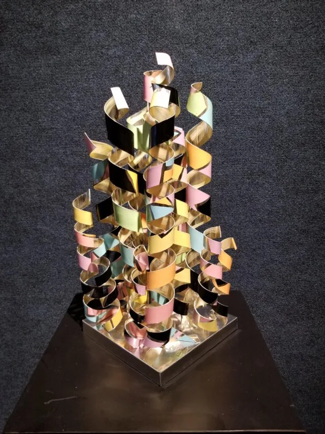 Silver Castle #3, 2001 by Dorothy Gillespie, Enamel on Aluminum, sold Jul 2019