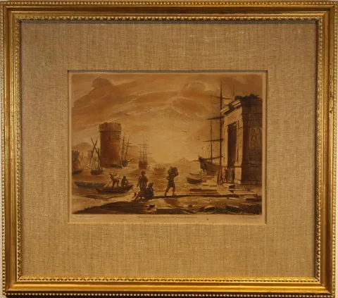 Claude Lorrain, Untitled, Hand Colored Engraving