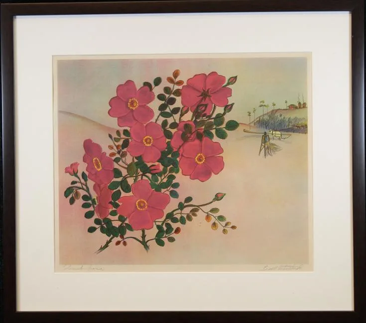 Shrub Rose by Buell Whitehead, Litho, offered Jan 2020