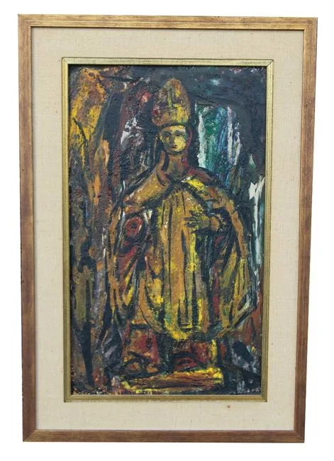 Old Santos by Hilton Leech, Oil on Board, sold Oct 2020