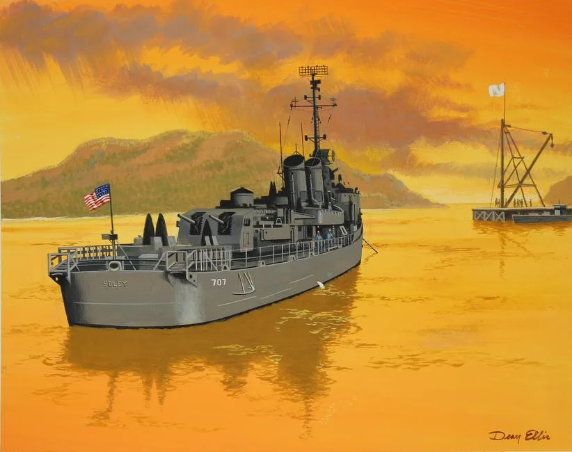 Dean Ellis, USS Soley, Tempura on Illustration Board