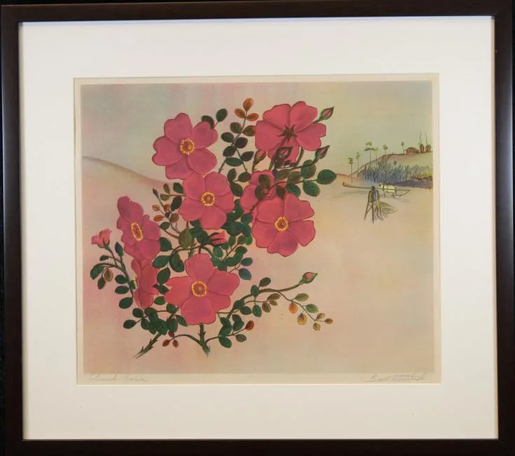 Shrub Rose by Buell Whitehead, Litho, offered Jan 2021