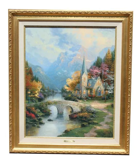 Thomas Kinkade, Mountain Chapel, Giclee on Canvas