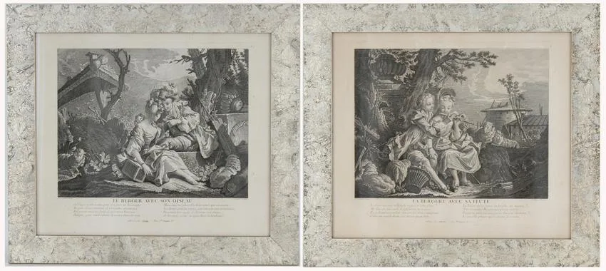 Claude-Augustin Duflos, Le Berger avec son oiseau, Etchings/Engravings