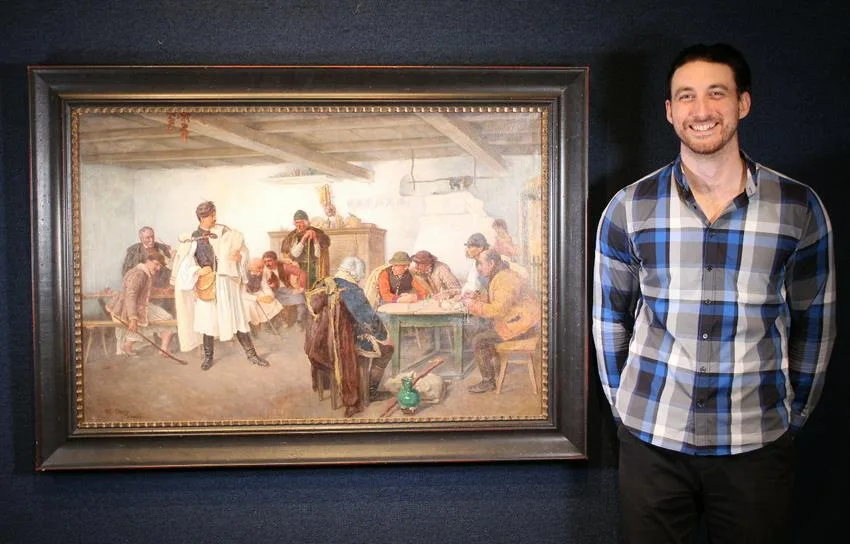 Kálmán Déri, The Gallant's Arrival, oil on canvas