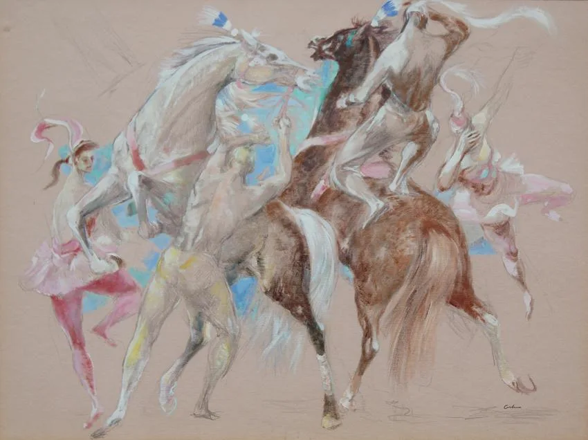 Circus Performers by Jon Corbino, Mixed media, offered Jan 2022