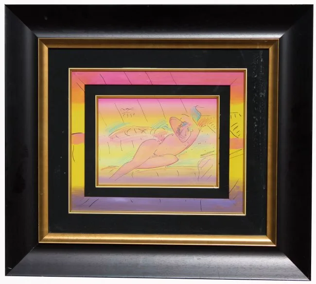 Peter Max, Reclining Nude, Pastel & Watercolor on Paper