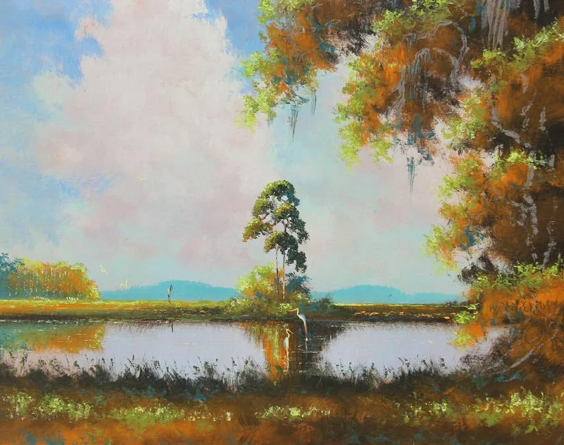 Untitled by Willie Daniels, oil on upson board, sold Feb 2022