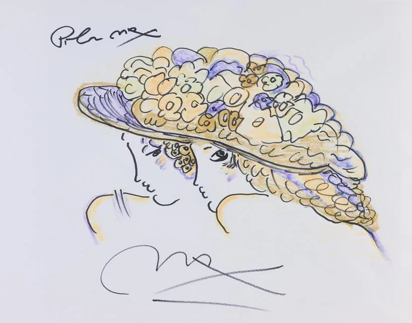 Portrait by Peter Max, marker on Paper, sold Jun 2023