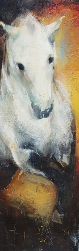 Carmelo Blandino, Cavallo Bianco, Encaustic on Wood