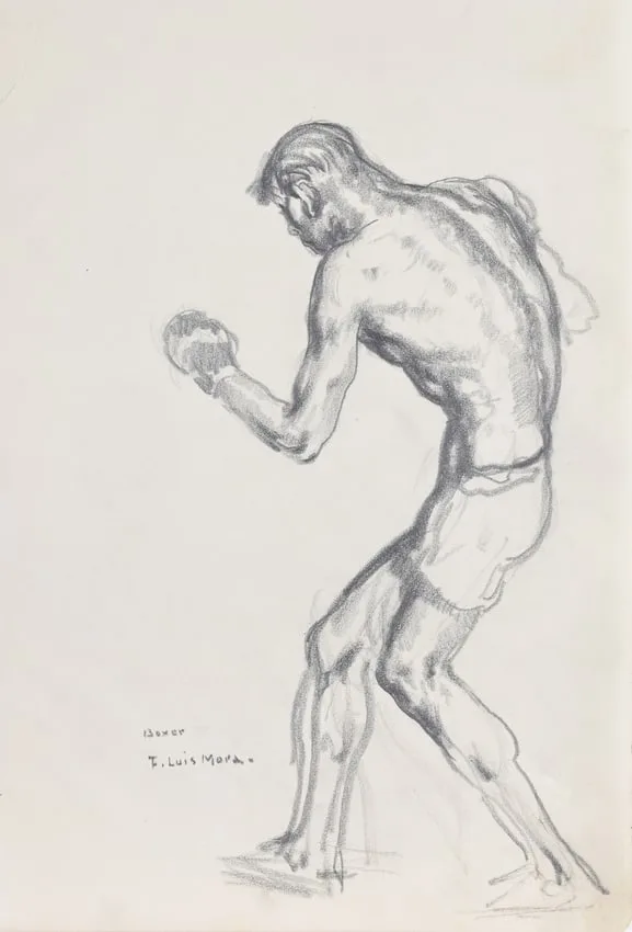 Boxer by Francis Luis Mora, sketch on paper, sold Jun 2024