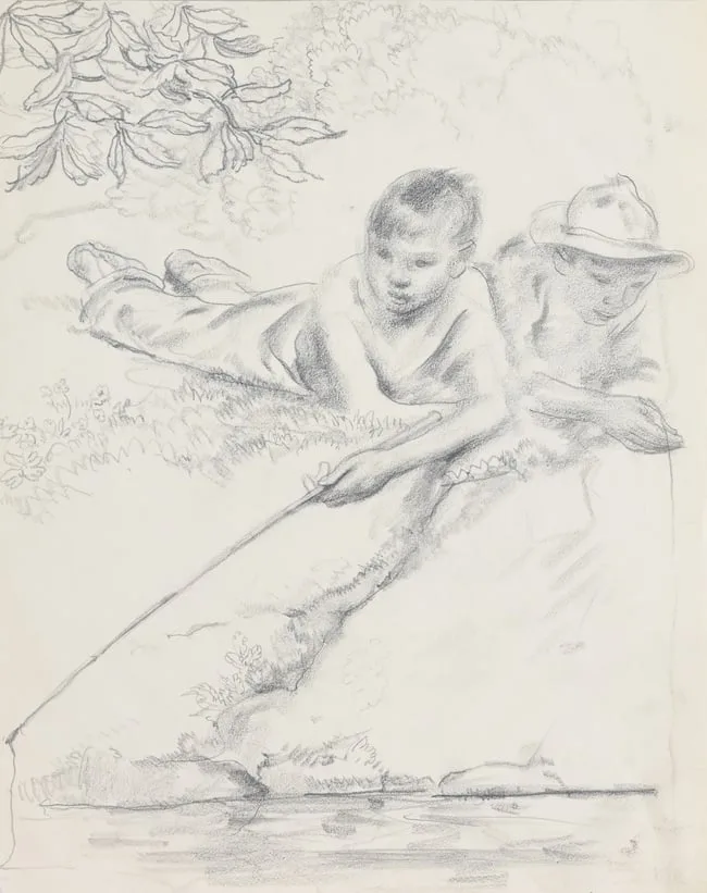 Summer Day by Francis Luis Mora, sketch, sold Jun 2024