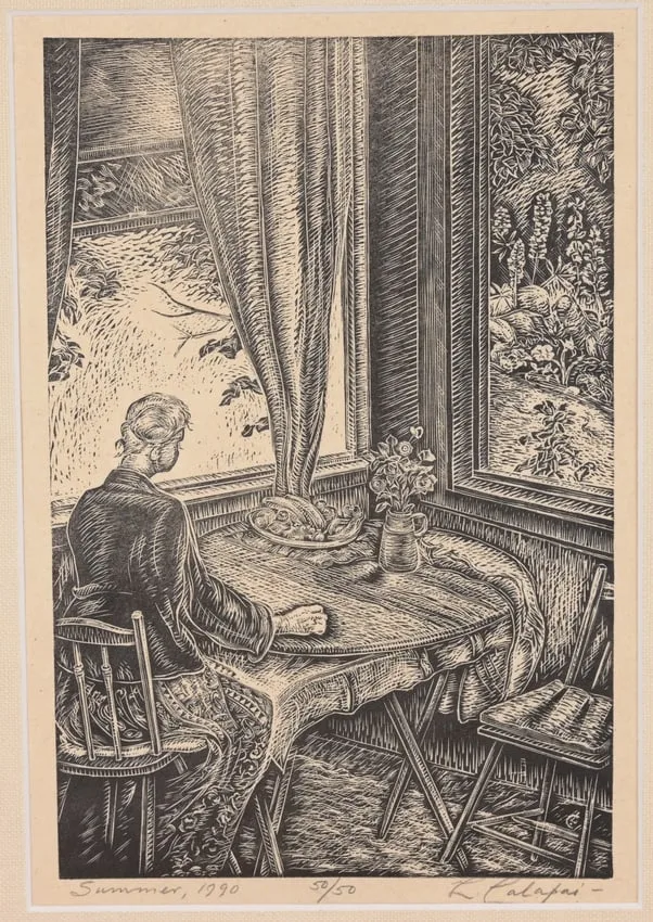 Summer by Letterio Calapai, 1990, Wood Engraving, offered Sep 2025