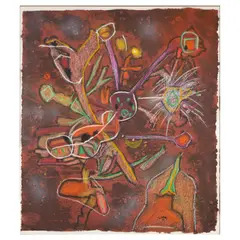 New-View by Roberto Matta, 1996, Etching with carborundum and hand-coloring on handmade paper, sold Sep 2025
