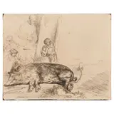 The Hog (Hollstein 157) by Rembrandt Harmensz van Rijn, 1643, Etching on laid paper, an 18th century impression, Hollstein's second state (of two), offered Sep 2025