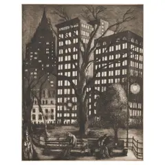 Ernest Fiene, City Lights (Coven 84), 1940, Etching on wove paper