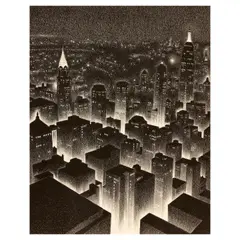 Ellison Hoover, Manhattan Midnight, c. 1935, Lithograph on wove paper, aside from the edition of 50