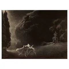 Ellison Hoover, Dancers in a Moonlight Garden, c. 1930s-40s, Lithograph on wove paper