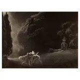 Ellison Hoover, Dancers in a Moonlight Garden, c. 1930s-40s, Lithograph on wove paper