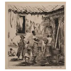 Alfred Heber Hutty, Morning Conversation (Howle 2012, 192), c. 1950, Drypoint on wove paper
